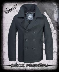 Kabát BRANDIT Pea Coat černý nadměrná velikost