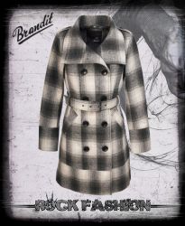 Kabát dámský BRANDIT Rockaway Coat kostky šedý